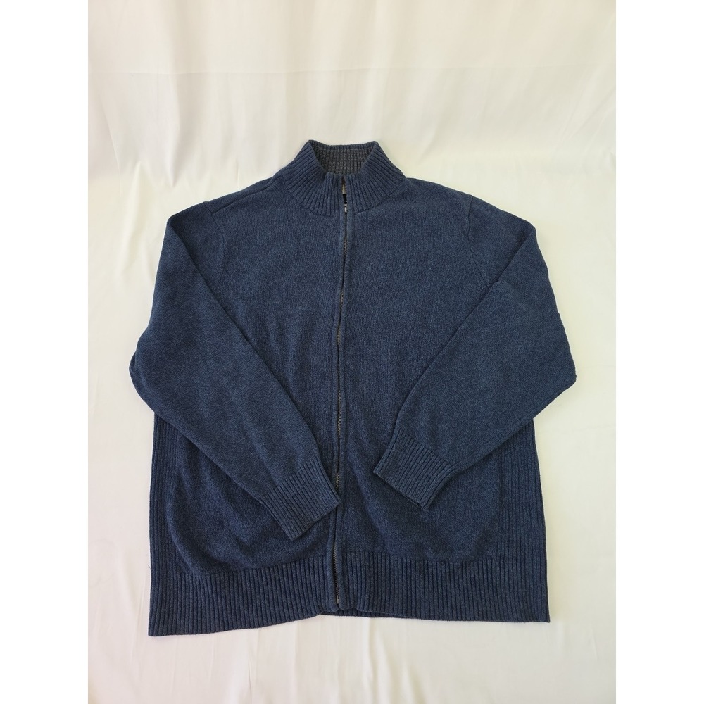 Dockers Sweater Mens XL Blue Full Zip Mock Neck Ribbed Knit Cardigan Jacket
